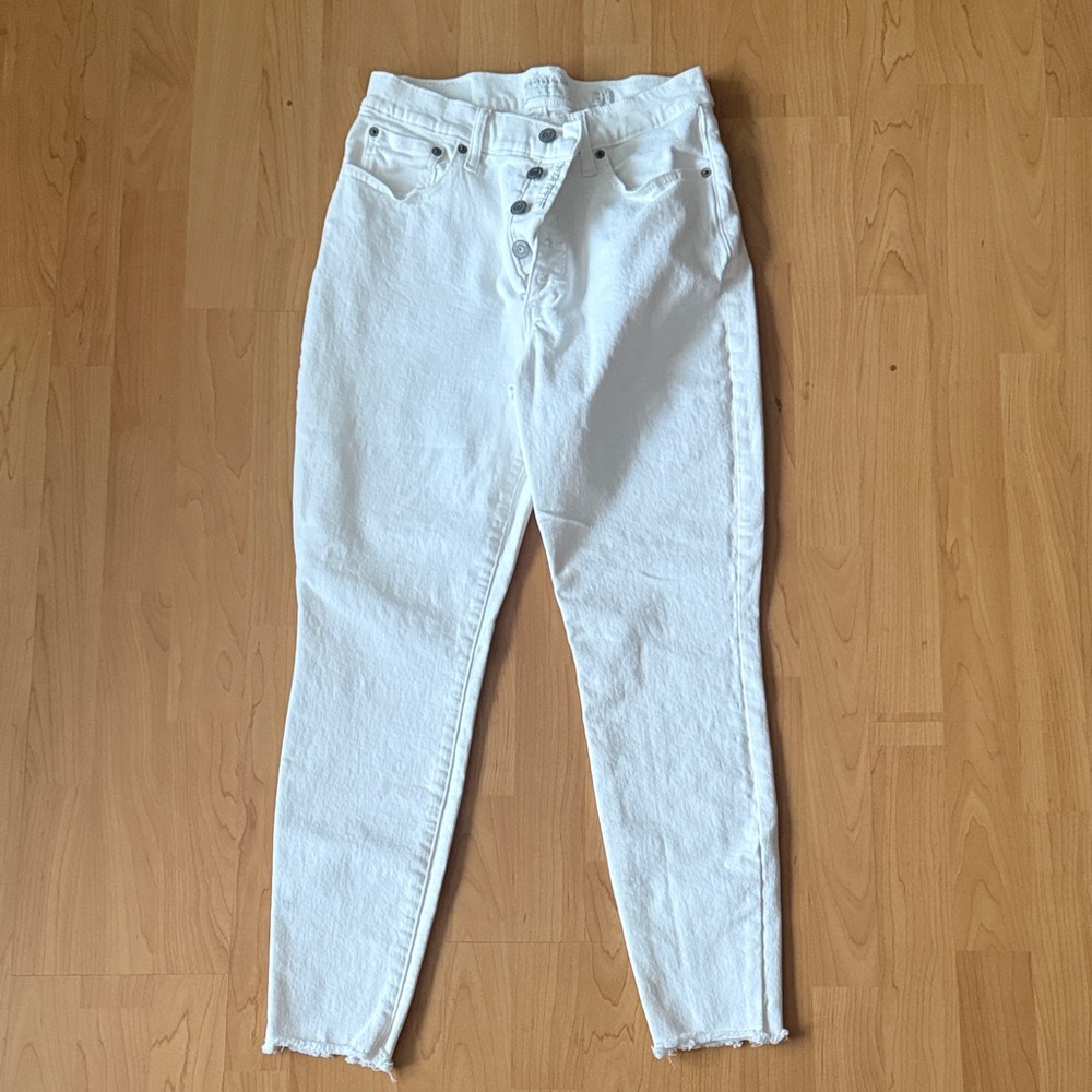 Lucky Brand White High-Rise Button-Fly Jeans